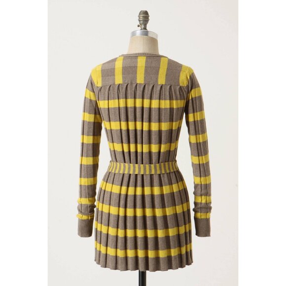 Anthropologie | Maple Switching Lanes Belted Striped Cardigan (Yellow/Brown) S - Picture 2 of 12